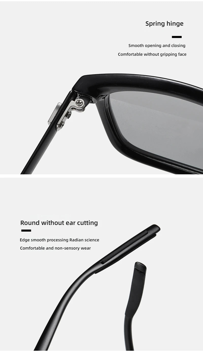 Luxury Square Photochromic Sunglasses Men Women Classic Black Polarized Sun Glasses Male High Quality Chameleon Driving Shades