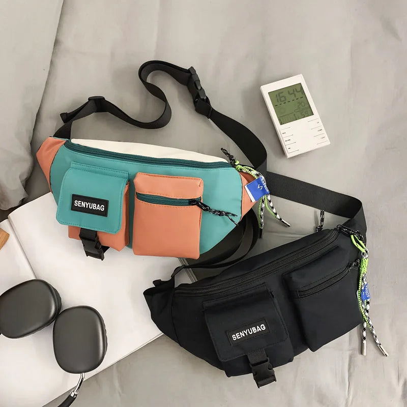 Women Waist Bag Casual Nylon Fanny Packs Banana Bags Street Hip Hop Waist Packs Unisex Chest Pack Travel Shoulder Crossbody Bags
