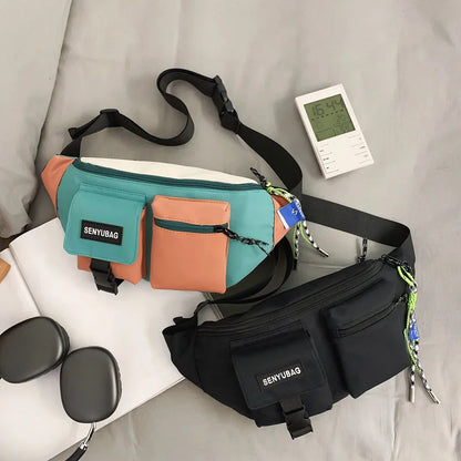 Women Waist Bag Casual Nylon Fanny Packs Banana Bags Street Hip Hop Waist Packs Unisex Chest Pack Travel Shoulder Crossbody Bags