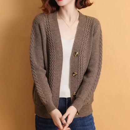 Rimocy Autumn Winter Knitting Cardigan Women 2024 Single Breasted V-Neck Sweater Woman Solid Color Long Sleeve Jumoer Coat Mujer