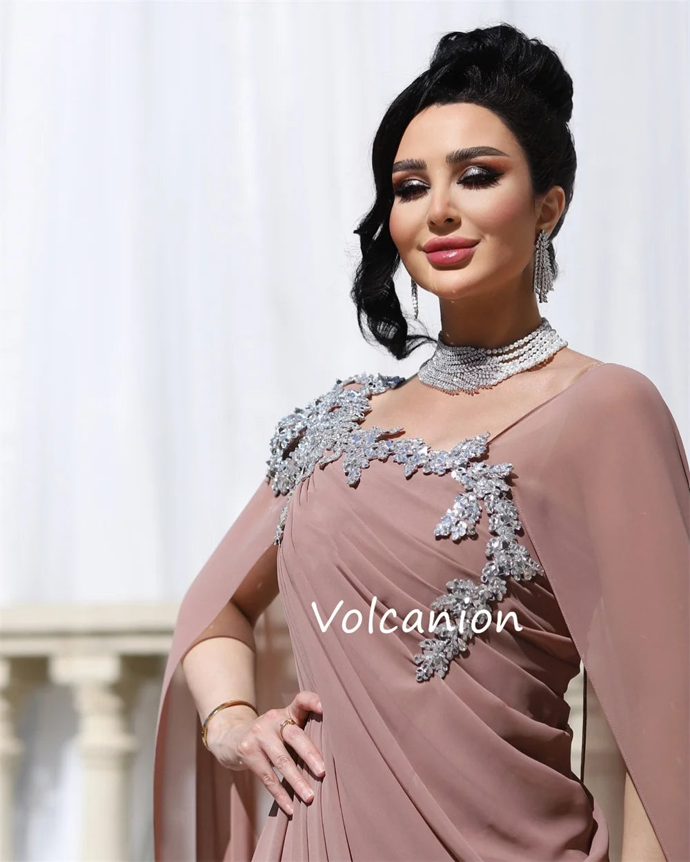 Customized Chiffon Pleat Sequined A-line Square Neck Long Dresses Bespoke Occasion Evening Formal Exquisite Badiee Stylez