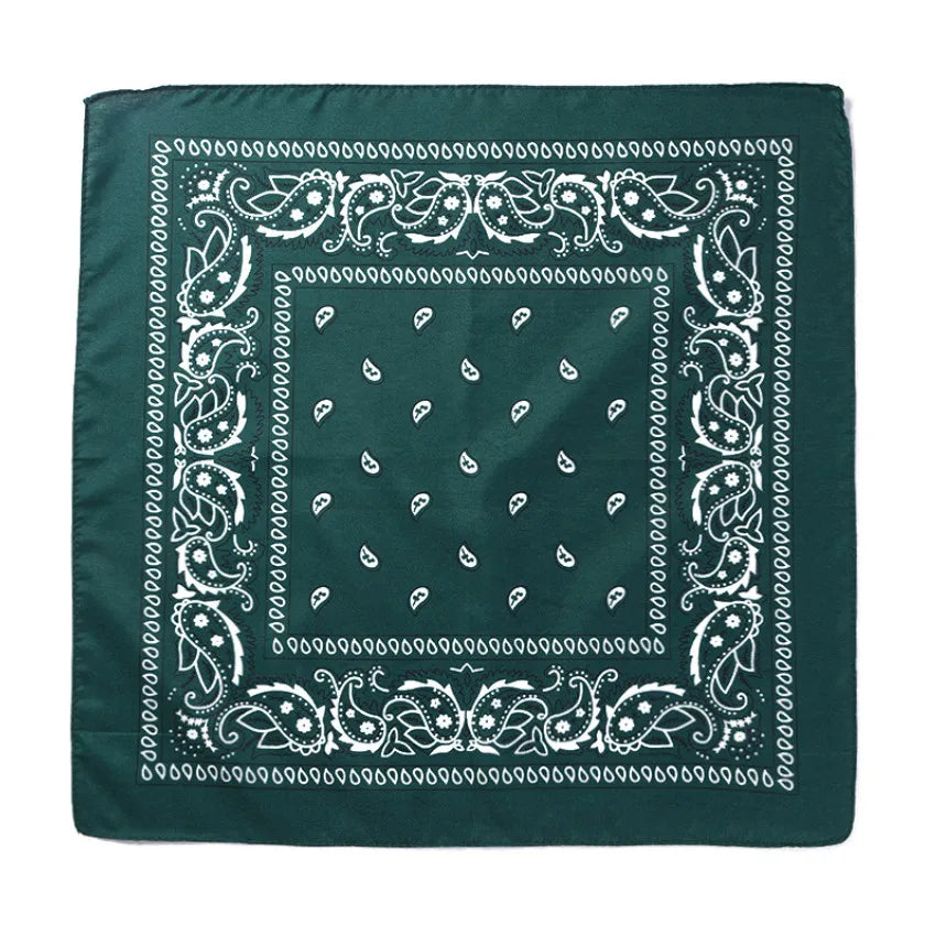 Fashion Hip Hop Bandana Kerchief Unisex Black Hair Band Neck Scarf Headwear Wrist Wraps Head Square Scarves Print Handkerchief green 55CM-55CM