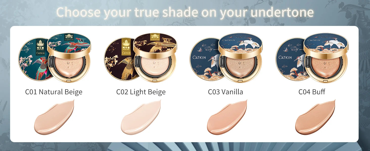 Catkin Phoenix Cushion Foundation Full Coverage, Sheer Satin Finish, Refill Included, Light Beige