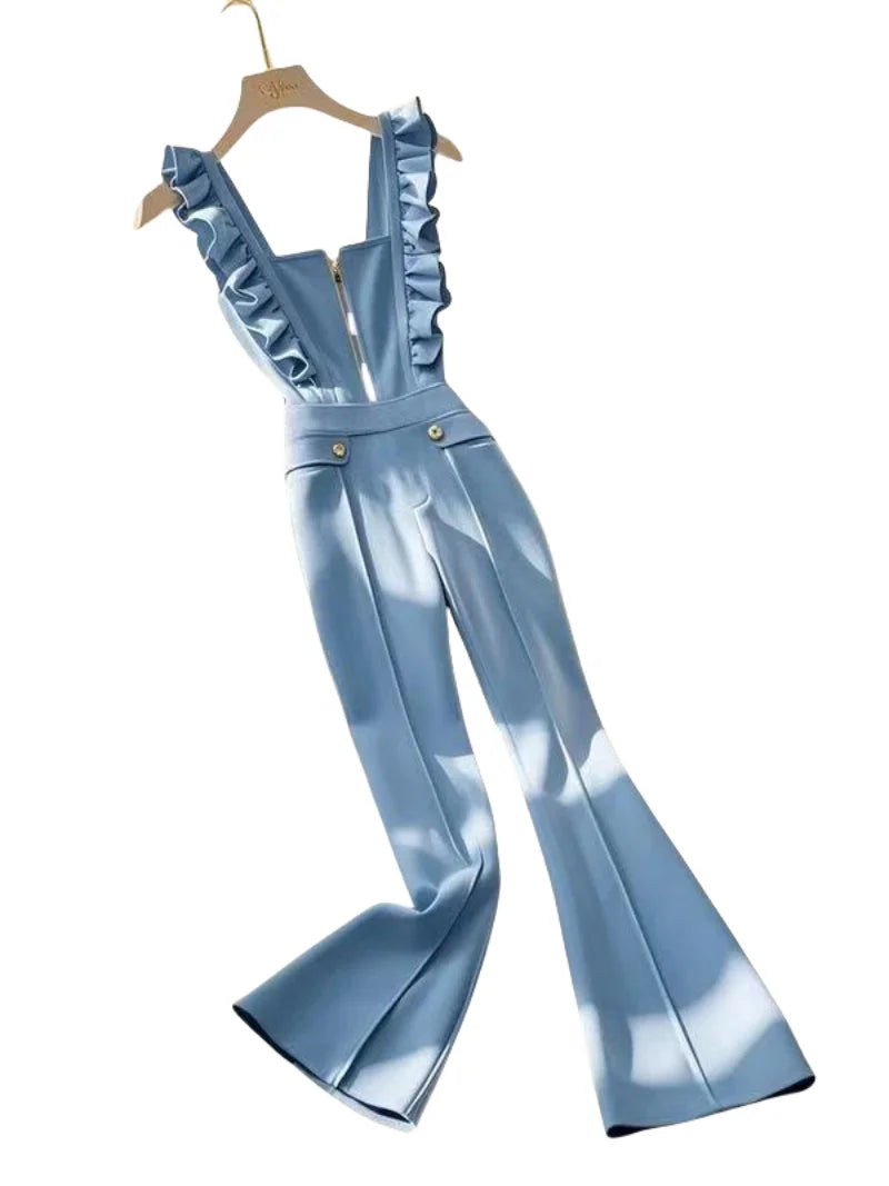 2025 Blue Suspender Jumpsuit Spring New Trendy Popular Beautiful Unique High-End Elegant Goddess Style Pants for Women Badiee Stylez