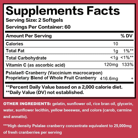 Organic Cranberry Capsules - Rich Vitamin C, Healthy Bladder, Fast Detoxification, Supports Urinary System Health, Antioxidant