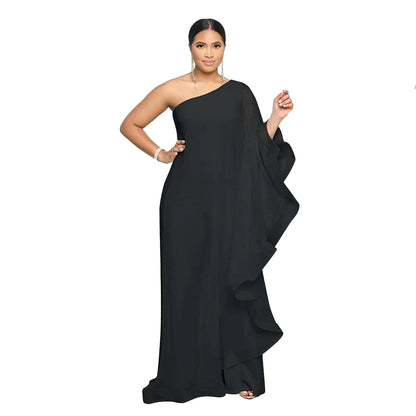Women One Shoulder Jumpsuit Ruffle Long Sleeve Elegant Solid Aysmmetric Fashion Autumn Rompers Casual Party Club Jumpsuits 2024 Badiee Stylez
