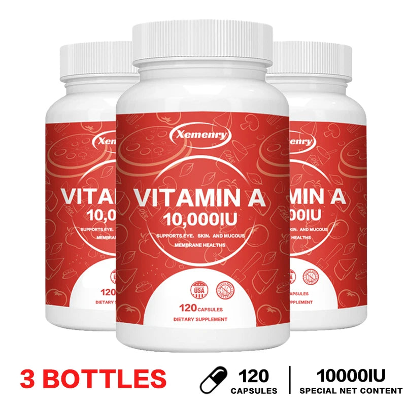 Vitamin A Capsules 10000IU - Supports Healthy Skin & Eyes, Antioxidant Activity & Immune System Function 120 Capsule-3bottles