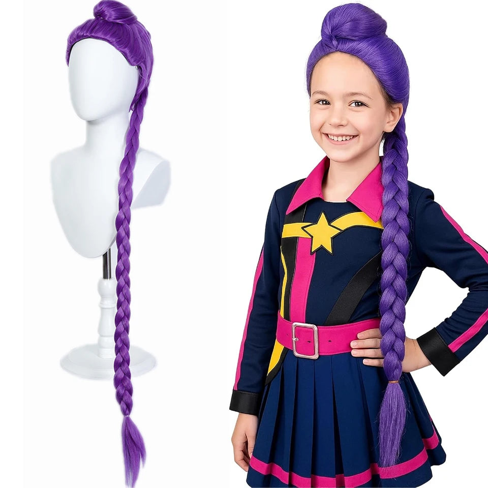 ﻿Synthetic Wig Kpop Girl Group Cosplay Wig Halloween Women mixed color Purple Synthetic Fiber Wig for Women Badiee Stylez