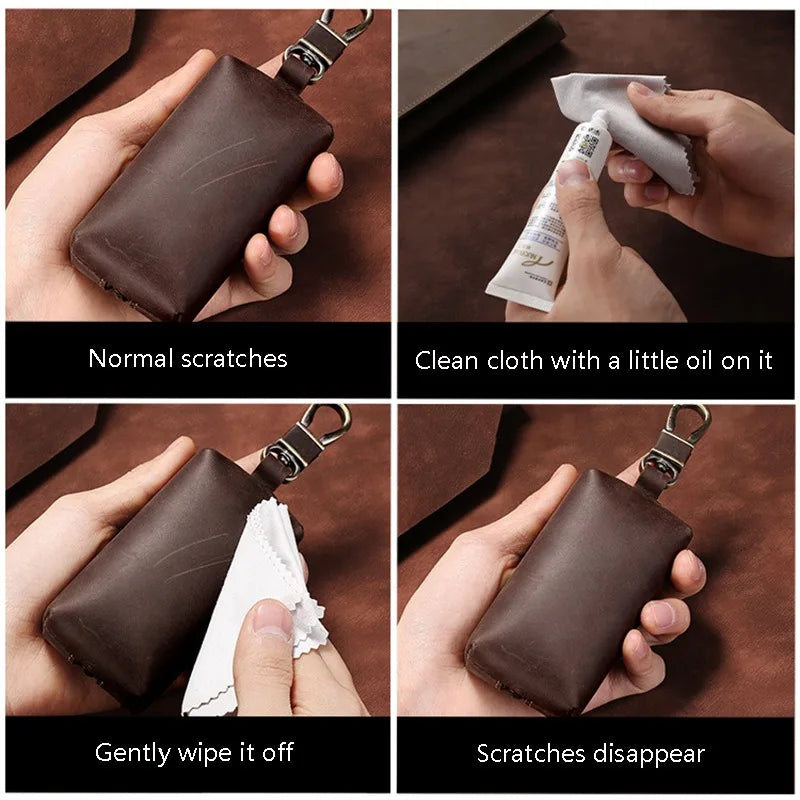 Genuine Leather Zipper Car Key Case Coin Purse Wallet with Key Car Smart Change Purse Coin Pouch Keychain Holder for Men Women