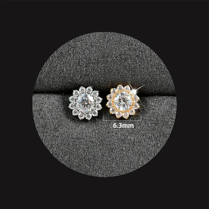 1PC ASTM F136 Titanium Flower CZ Labret Stud Internal Thread Piercing Lip Stud Daith Conch Earring Piercing Jewelry Wholesale NO 7 Labret, Lip Piercing Jewelry