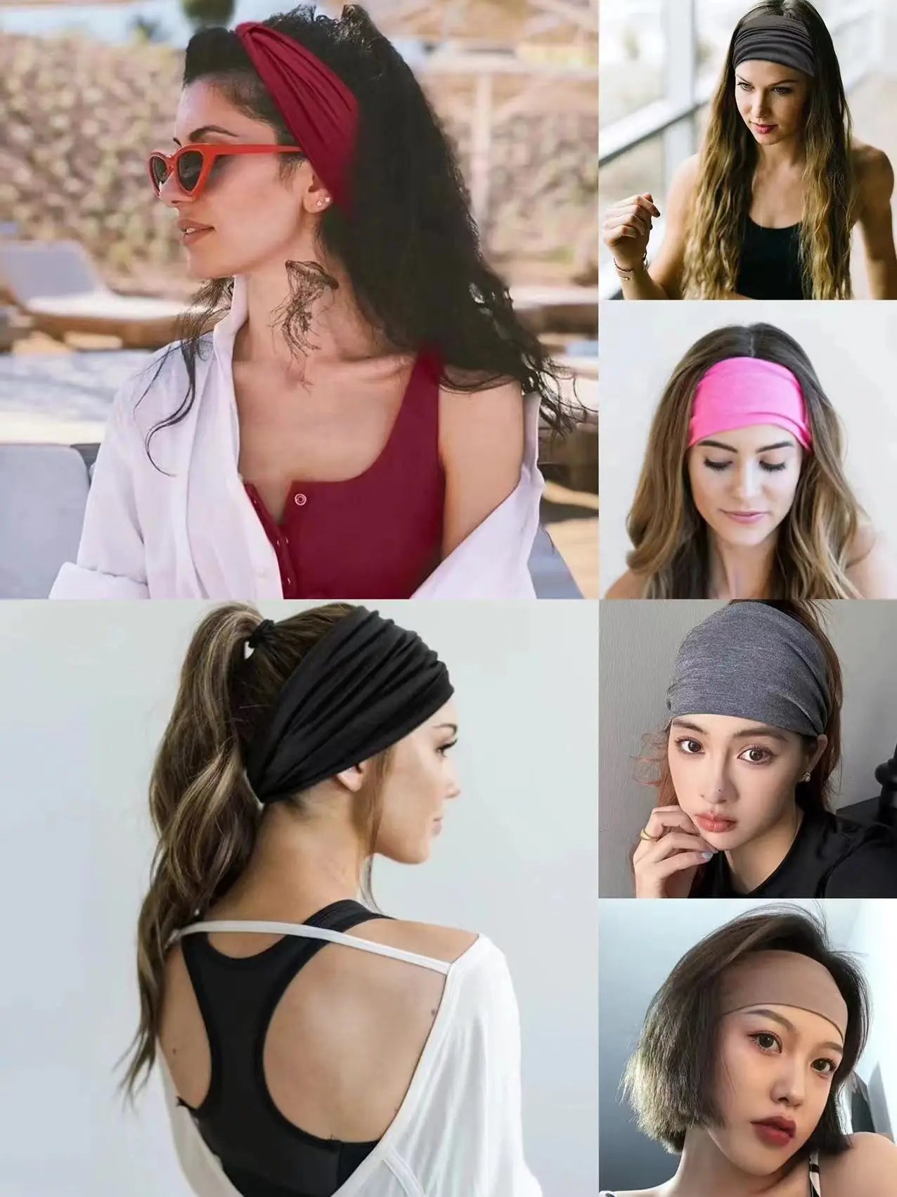Wide -Side Elastic Band Woman Yoga Hairbands Solid Color sports Hair Band tie Bandanas Fashion Headband Headwear Turbans