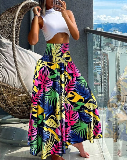 2024 Summer New Women's Leisure Loose Holiday Long Skirt Skirt Women Women's Cheap Clothing and Free Shipping Sales LOOSE MULTI