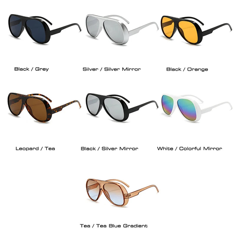 SHAUNA Fashion Oversized Pilot Men Sunglasses Retro Gradient Mirror Shades UV400 Women Sun Glasses