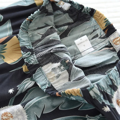 summer news pijama mujer thin section short-sleeved shorts large floral print pajamas home service ladies pajamas for women