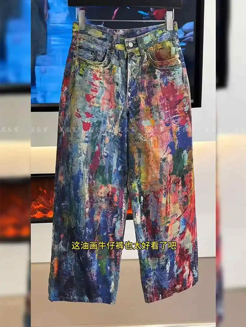 Y2k Jeans New Harajuku Hip Hop Camouflage Retro Oversize Denim Pants Fashion Women Clothing Straight Leg Wide Leg Jeans Streetwe