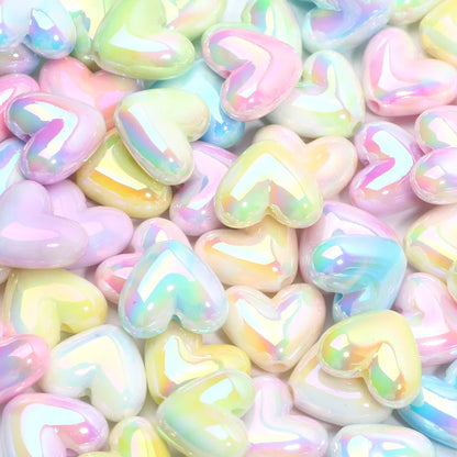 10pcs 15x17mm Macarons ABS Spacer Beads Gradients Heart Acrylic Beads For Diy Jewelry Making Bracelet Necklace Earrings Pendant