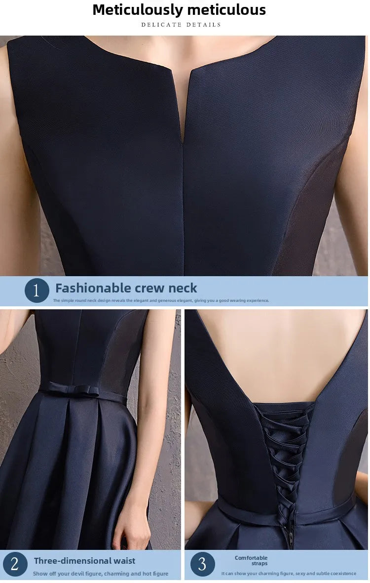 Long Bridesmaid Dress Spring/Summer 2025 New Temperament Satin Bridesmaid Sisters Dress Black Banquet Evening Dress Badiee Stylez