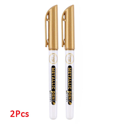 1-4Pcs Metallic Waterproof Permanent Marker Pens for DIY Epoxy Resin Mold Gold Silver Color Drawing Supplies Craft Marker Pen pen-Gold