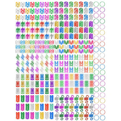 280pcs Alloy Hair Accessories Set, Elegant BOHO Style, Hollow Beaded Designs, Round Shape, Solid Color Hair Jewelry