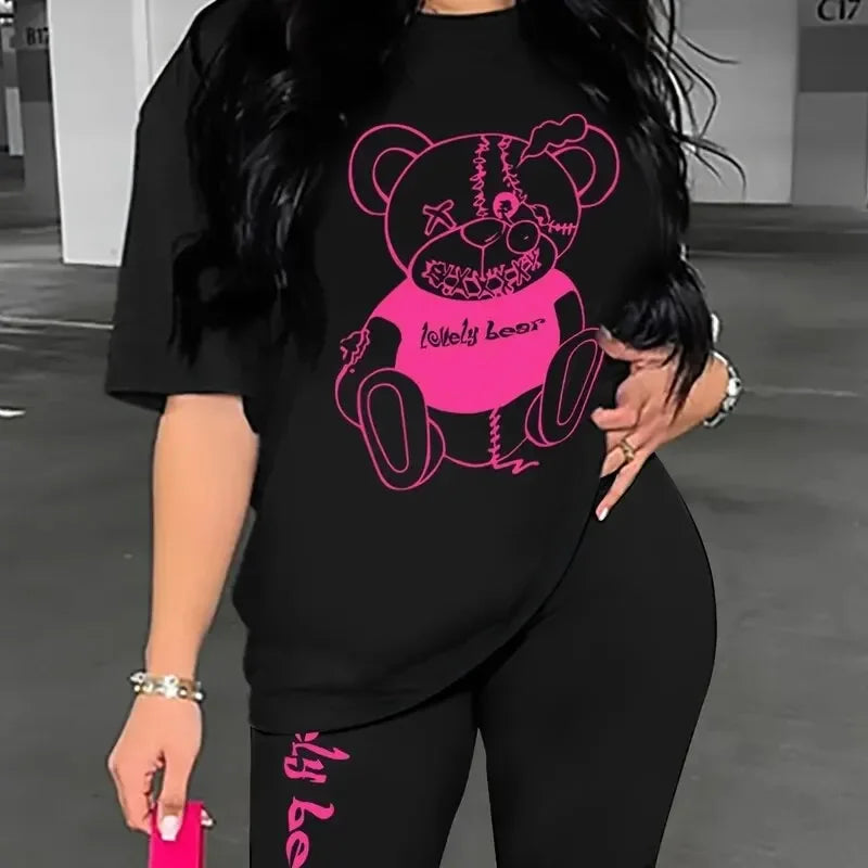 Funny Bear High Street Fashion Brand Short-sleeved T-shirts for Women Girl Summer New Design Printed Tops Badiee Stylez