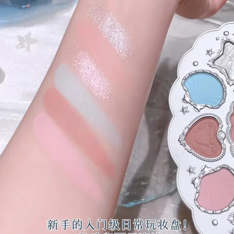 FlowerKnows Shell's Jewel Series Eyeshadow Palette 6Color Matte Shimmer Glitter Eye Makeup Embossing Cosmetics Beauty Eye Shadow