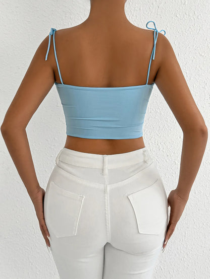 Fairyshely Sexy Female Summer Tied Strap Top 2025 Women Lace Sleeveless Bodycon Short Vest Lady Blue Off Shoulder Clud Crop Tops