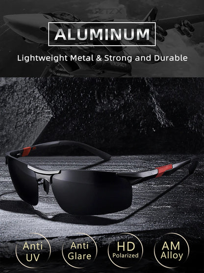 SZTZX Aluminum Rimless Photochromic Sunglasses Men Polarized Day Night Driving Glasses Chameleon Anti-Glare Sport gafas de sol