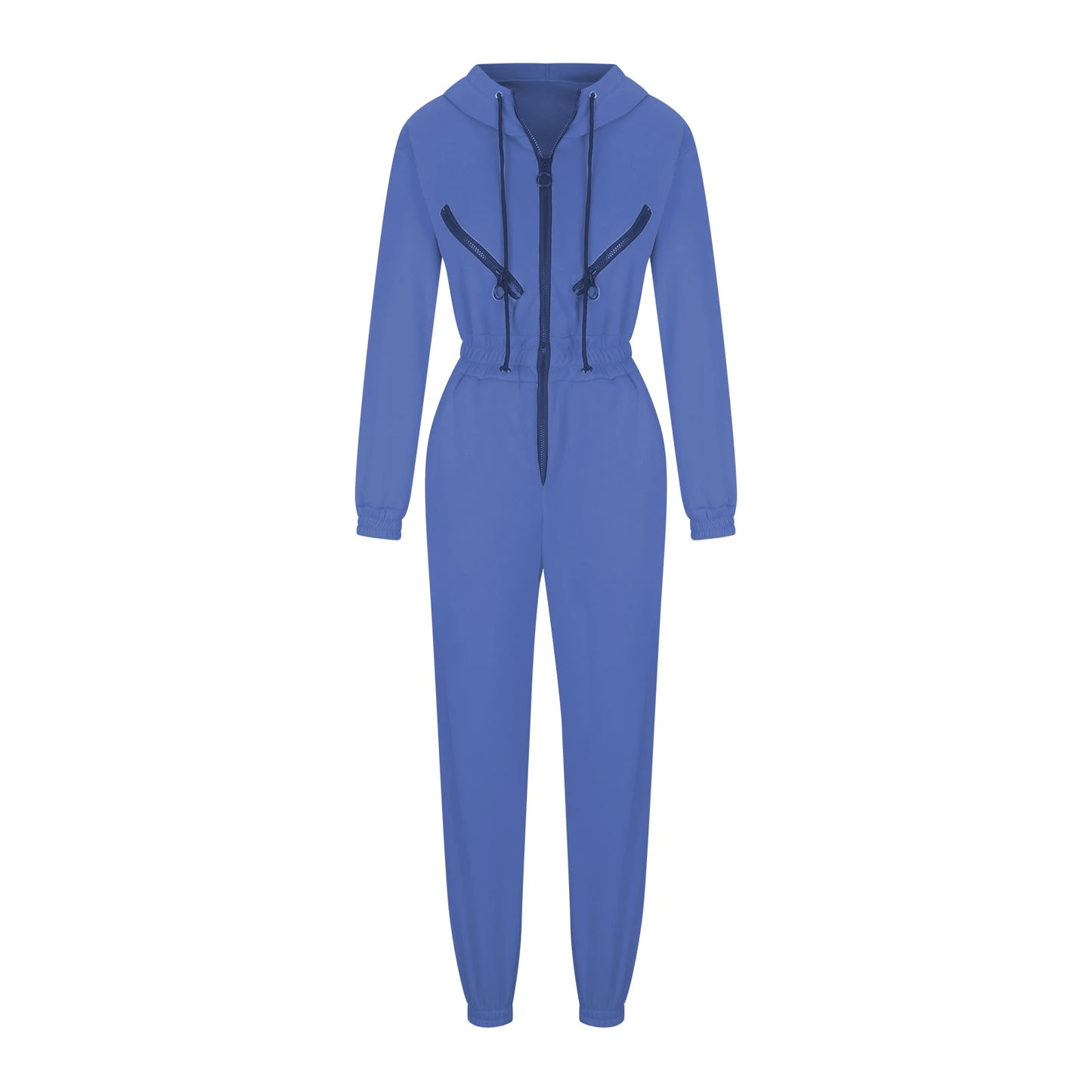 Autumn Women's Monochrome Long-Sleeved Jumpsuit Solid Color Zip-up Sportswear Female Winter Casual Tracksuit Fashionable Hoodies Badiee Stylez