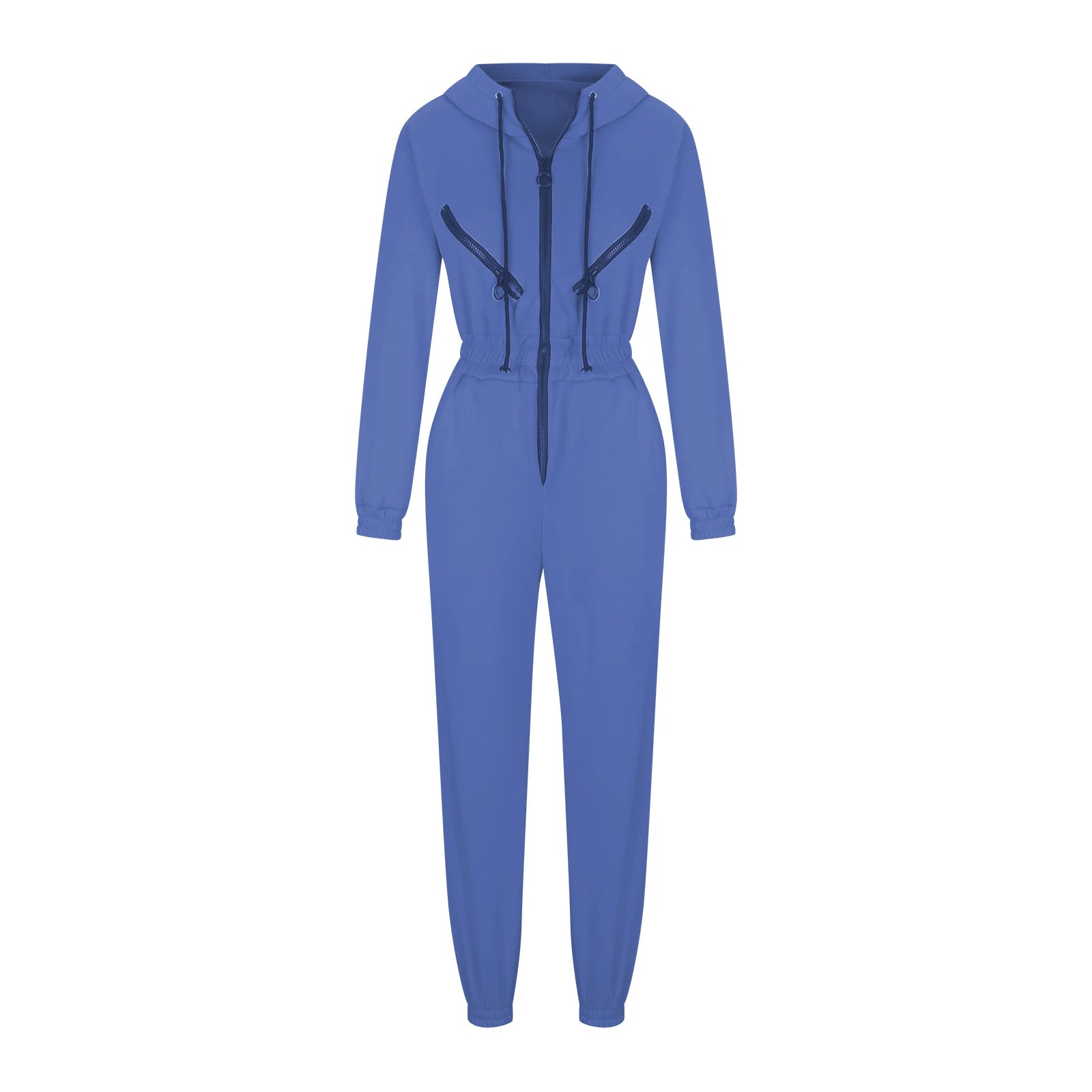 Autumn Women's Monochrome Long-Sleeved Jumpsuit Solid Color Zip-up Sportswear Female Winter Casual Tracksuit Fashionable Hoodies Badiee Stylez
