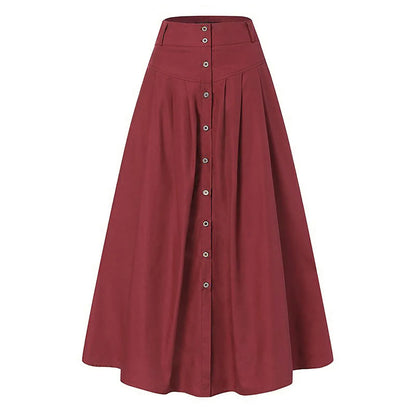 Bed Skirt Full Women's Spring And Summer Casual Loose Solid Color A Line High Waist Skirt With Pocket Buttons Colorful Skirt