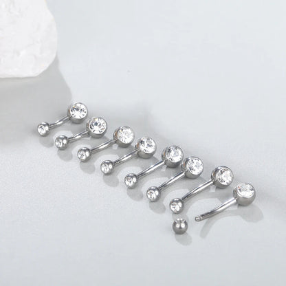 10pcs/lot Titanium CZ Crystal Belly Button Ring Navel Bar Piercing 6/8/10/12mm Belly Nombril Piercing Sexy Jewelry for Women 14G Badiee Stylez