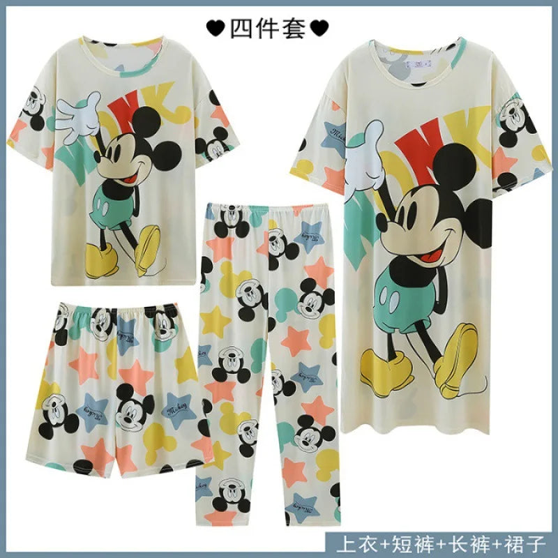 Women's Four-piece Pajamas Homewear Women's Summer Loose Students Big Size Pajamas Homewear New Casual Wear Homewear Set 4