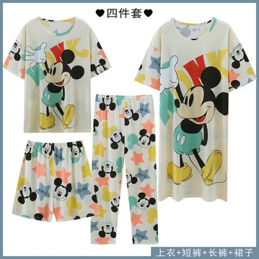 Women's Four-piece Pajamas Homewear Women's Summer Loose Students Big Size Pajamas Homewear New Casual Wear Homewear Set 4