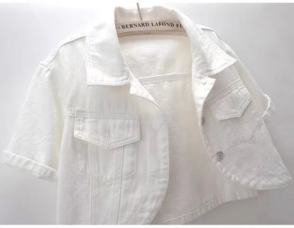 Summer New Joker Casual Short-sleeved Denim Jacket 2025 Women Short Blouse Shawl Waistcoat Female Jaqueta Jeans Feminina
