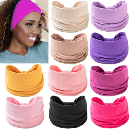 Wide -Side Elastic Band Woman Yoga Hairbands Solid Color sports Hair Band tie Bandanas Fashion Headband Headwear Turbans