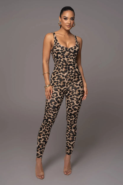 New Serpentine Leopard Print Y2k One Pieces Sleeveless Jumpsuit Fashion Clothes For Women Sexy Night Club Outfits Badiee Stylez