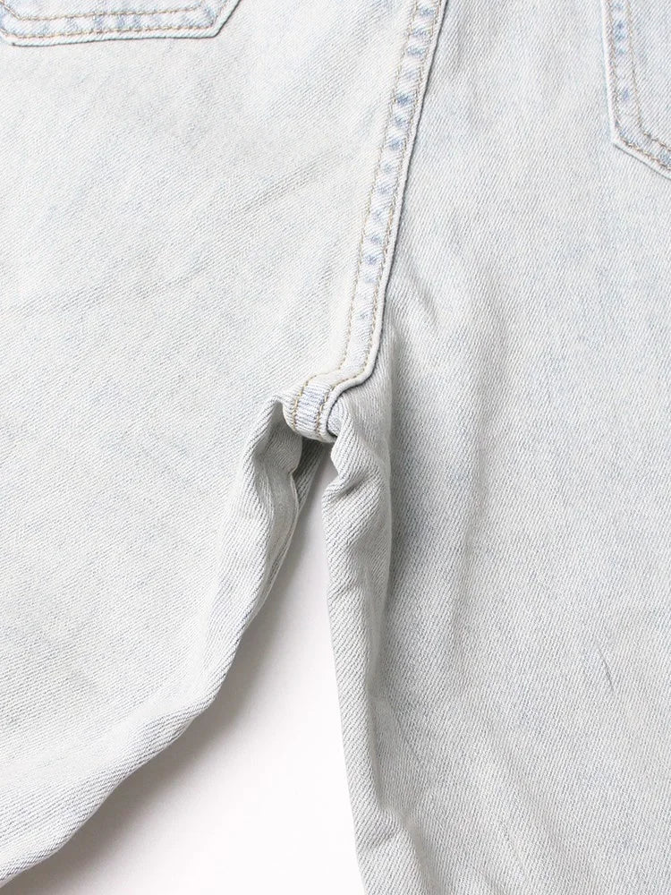 VGH Crisscross Hit Color Streetwear Denim Trousers For Women High Waist Patchwork Pockets Hollow Out Split Pants Female 2024