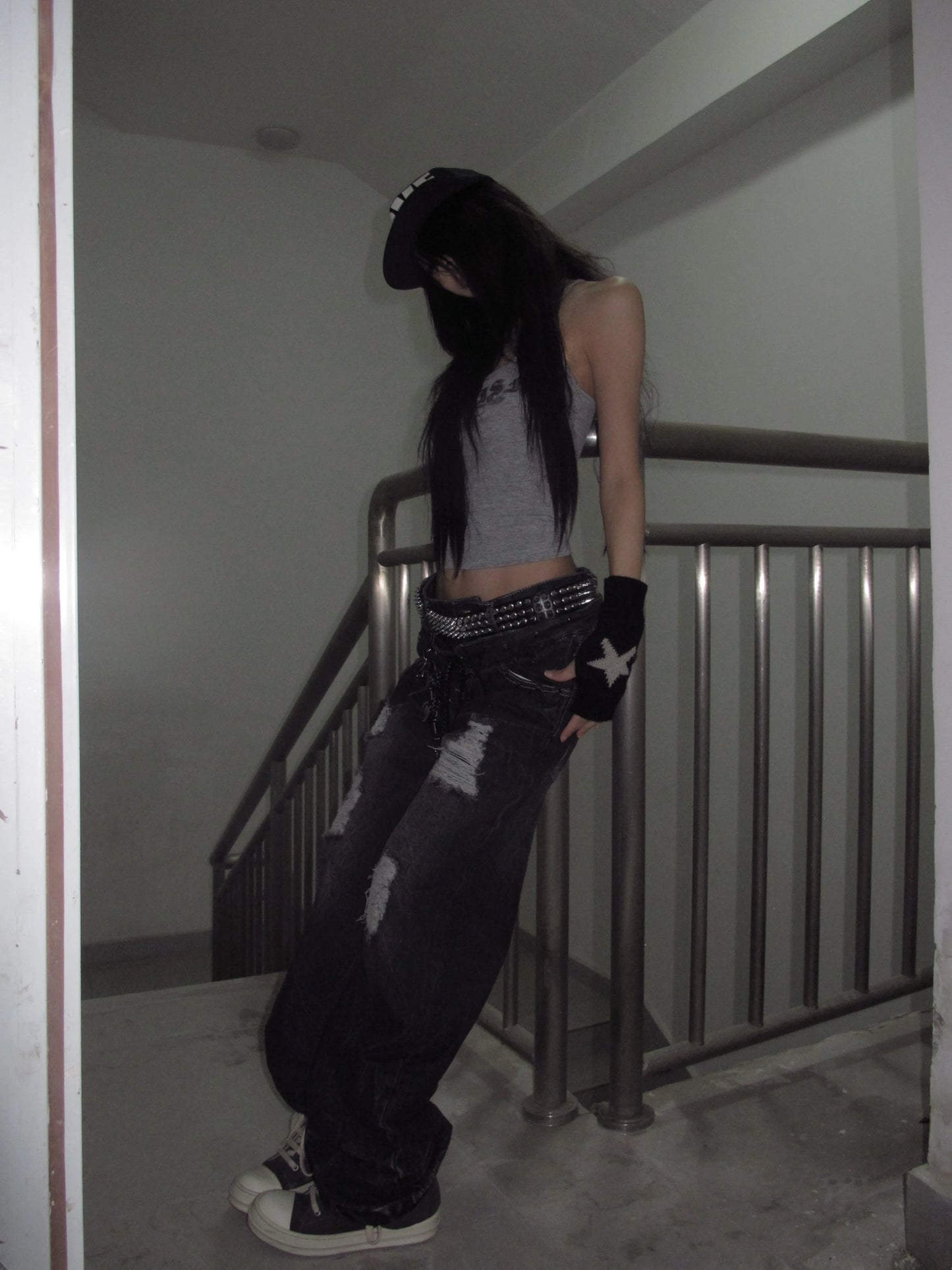 Karrcat Trashy 2000s Letter Print Tank Top Japanese Y2k Gray Camis Tops Grunge Aesthetics Sleeveless Crop Tops American Retro