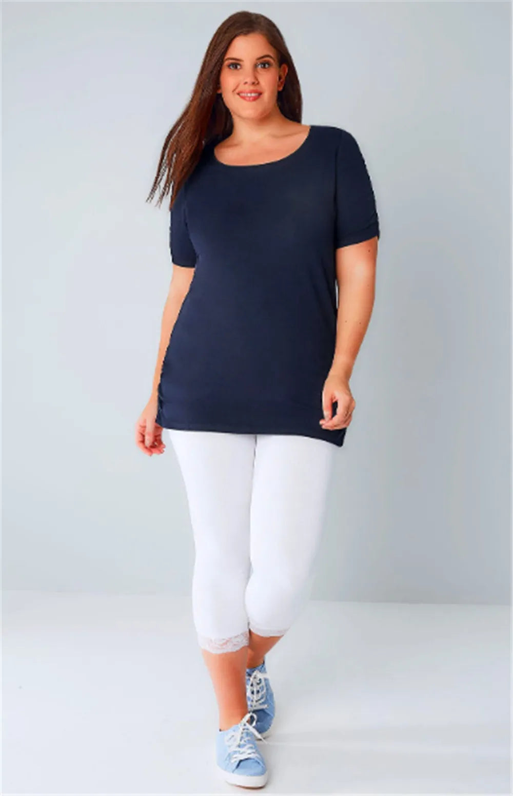 Women Capris Plus Size Curve Cropped Leggings Ultra Strech White Blue Orange Black Stretchy Work Out Leggings 2X 3X