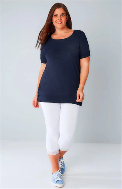 Women Capris Plus Size Curve Cropped Leggings Ultra Strech White Blue Orange Black Stretchy Work Out Leggings 2X 3X