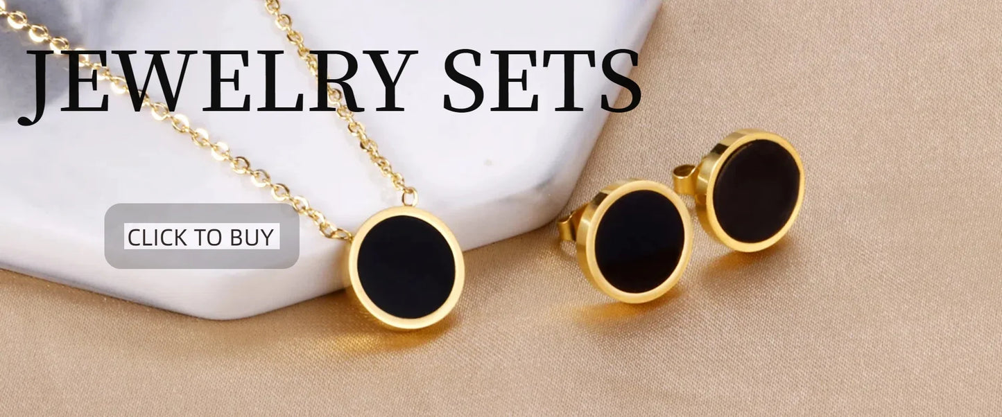 LUXUSTEEL Pendant Earnail Chain Bracelet Set Flower Shaped Stainless Steel Pendants Necklace Earring Sets Necklace Jewelry Gift Badiee Stylez