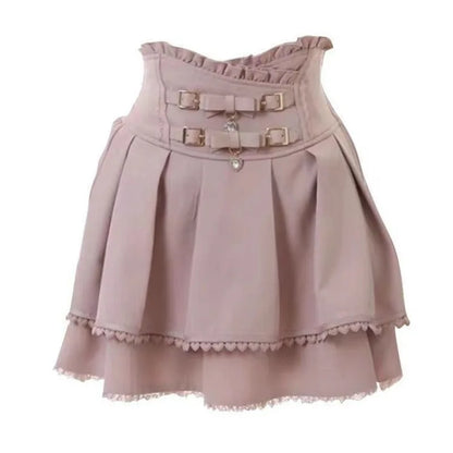 Y2k Skirts for Women High Waist A-line Jupe Fashion Japanese Summer Cute Saia 2025 Faldas Mujer De Moda Bow Sweet Mini Skirt