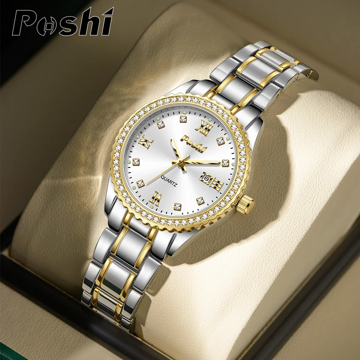 POSHI 990 Fashion Women Watch Elegant Business Quartz Wristwatch Lady Casuan Dress Watches With Date Display Original Clock