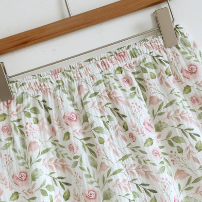 2025 Japanese Summer New Women's Pajama Set 100% Cotton Crepe Cloth Ladies Suspender+Shorts Two Piece Home Furnishing Set