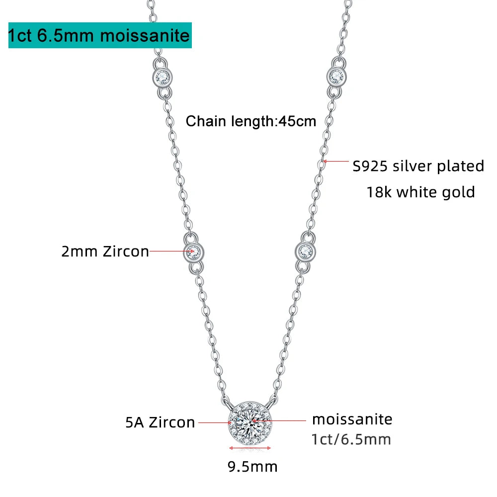 FEOBUR 1-3CT Moissanite Necklace for Women Certified 925 Sterling Silver Sparkling Lab Diamond Pendant Chain Party Jewelry GRA - Badiee Stylez