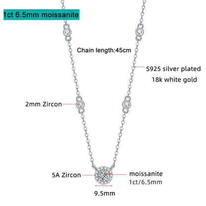 FEOBUR 1-3CT Moissanite Necklace for Women Certified 925 Sterling Silver Sparkling Lab Diamond Pendant Chain Party Jewelry GRA - Badiee Stylez