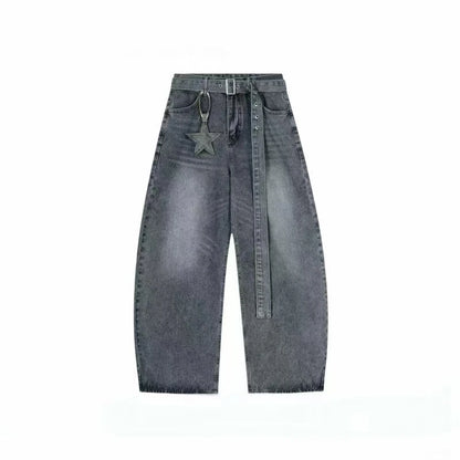 Y2K fashion retro cartoon embroidered women wide-leg jeans casual Harajuku loose pants street personality high-waisted jeans 1 1