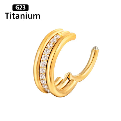 New G23 Titanium Piercing High Quality CZ Nose Ring Earrings 8/10/12mm Body Jewelry 16G ASTM f136 Titanium Nose Septum Piercings