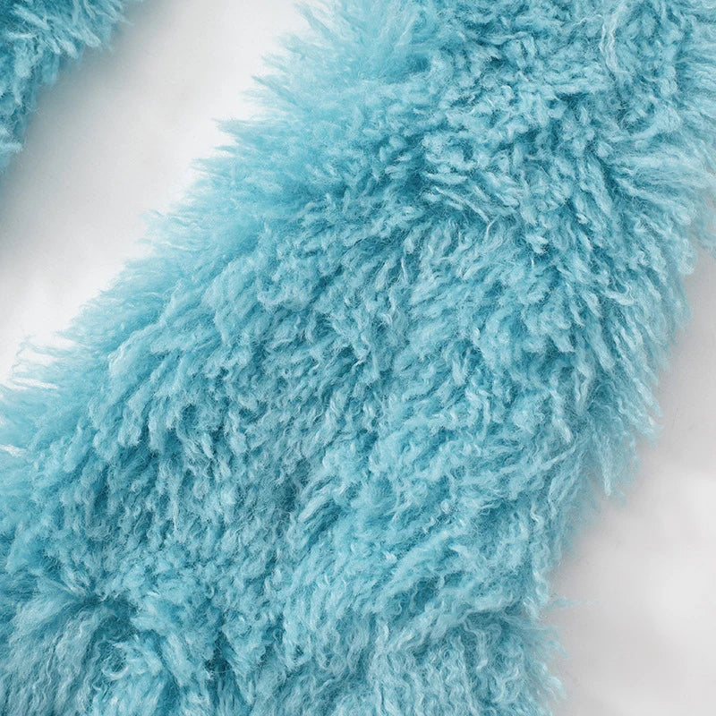 BKLD Sexy Temperament Fluffy Tops For Women High Street Y2K Nightclub Outfits Faux Fur Backless Lacing Solid 2025 Vest Waistcoat