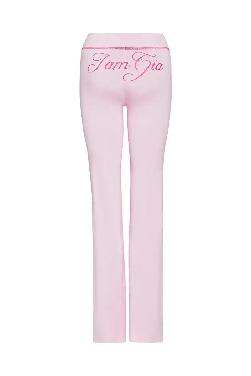 new shoulder letter printed open thread design slim fit hooded zipper short jacket shorts set pink pants